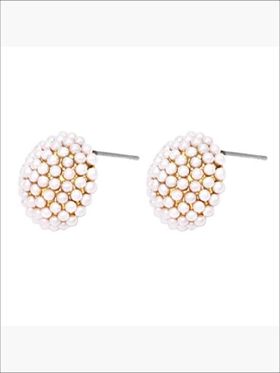 Timeless Classic Simulated Pave Pearl Cluster Hypoallergenic  Simulated Pave Pearl Cluster Hypoallergenic Stud Earrings, 14mm